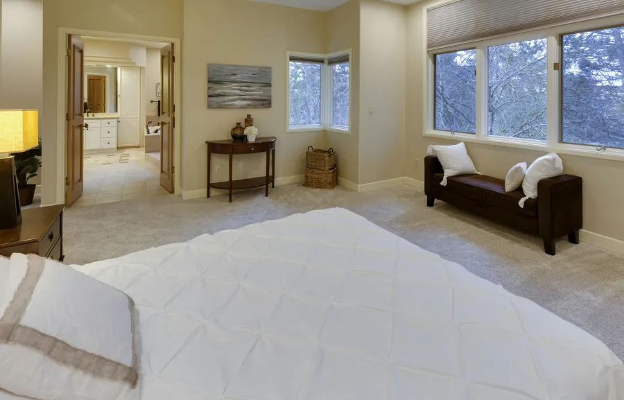 Warm-toned carpet in a bedroom