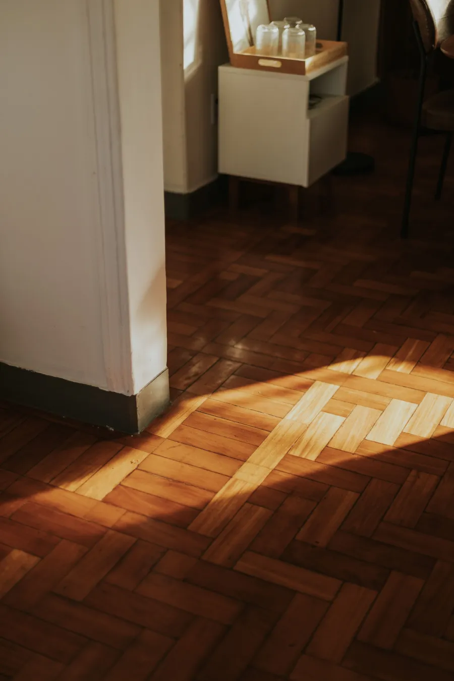 Wood floor in a hallway